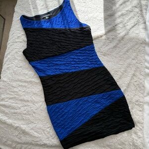 Blue & Black Colorblock Bodycon Mini Dress